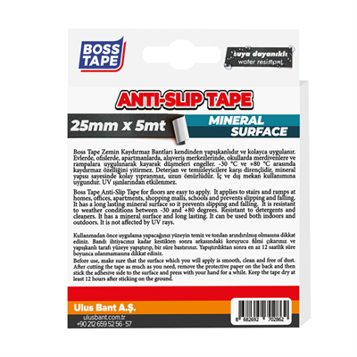 BOSS TAPE ZEMİN KAYDIRMAZ BANT İÇ VE DIŞ MEKAN 25 MM x 5M BT-10002