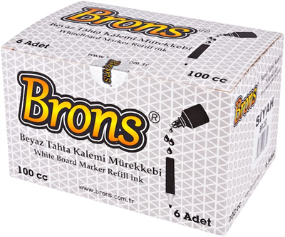 Brons Beyaz Tahta Kalemi Mürekkebi 100 cc Siyah - BR-353