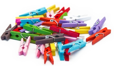 Bu-Bu 3 cm Renkli Ahşap Minyatür Mandal 40lı Paket