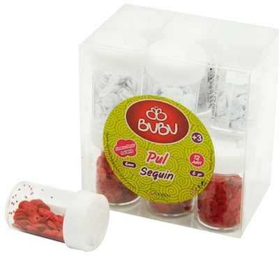 Bu-Bu Pul Kırmızı-Beyaz 6Gr 12 Li Pvc Bubu-Pl0003