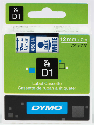 DYMO ŞERİT D1 12MM x 7MT BEYAZ/MAVİ 720540 45014