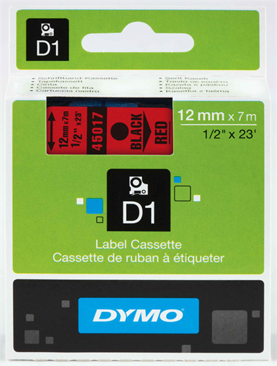 DYMO ŞERİT D1 12MM x 7MT KIRMIZI/SİYAH 720570 45017