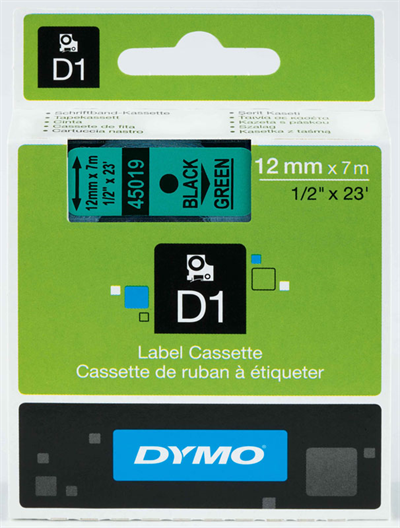 DYMO ŞERİT D1 12MM x 7MT YEŞİL/SİYAH 720590 45019