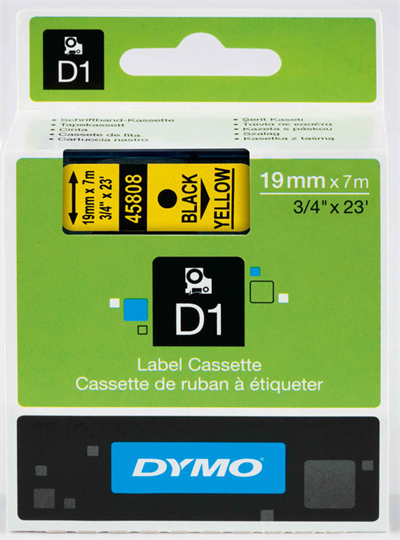 DYMO ŞERİT D1 19MM x 7MT SARI/SİYAH 720880 45808