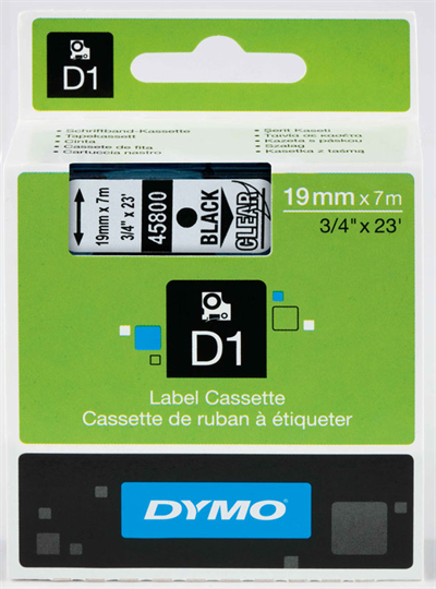 DYMO ŞERİT D1 19MM x 7MT ŞEFFAF/SİYAH 720820 45800