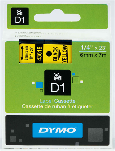 DYMO ŞERİT D1 6MM x 7MT SARI/SİYAH 720790 43618