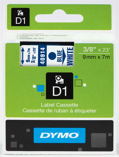 DYMO ŞERİT D1 9MM x 7MT BEYAZ/MAVİ 720690 40914