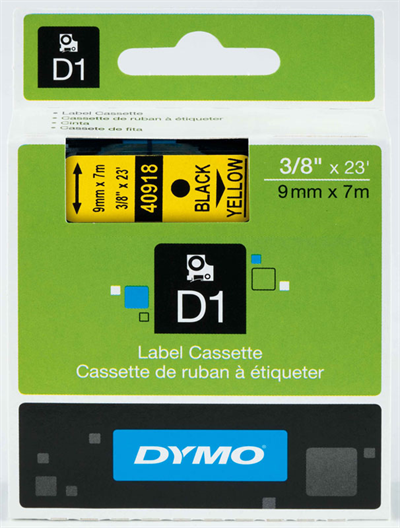 DYMO ŞERİT D1 9MM x 7MT SARI/SİYAH 720730 40918