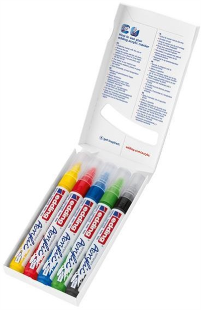 EDDING AKRİLİK MARKÖR ORTA UÇLU E-5100 5 Lİ SET BASIC