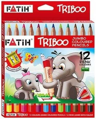 FATİH KURU BOYA 12 RENK JUMBO NATUREL TRIBOO ÜÇGEN 33426