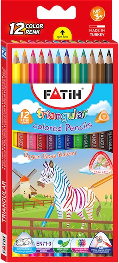 FATİH KURU BOYA 12 RENK JUMBO TAM BOY ÜÇGEN 33490