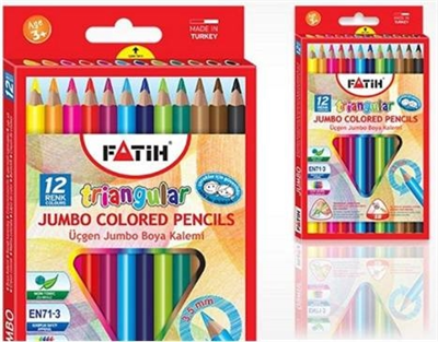 FATİH KURU BOYA 12 RENK JUMBO TAM BOY ÜÇGEN 33490