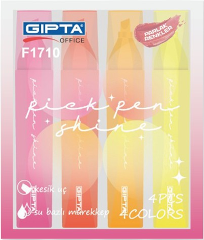 GIPTA FOSFORLU KALEM PICKPEN SHINE 4 LÜ KOYU RENK F1710