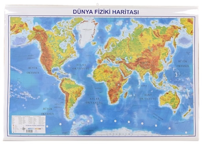 İnter Eğitim Harita Dünya Siyasi-Fiziki Askılı 819