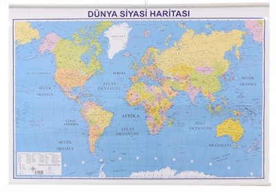 İnter Eğitim Harita Dünya Siyasi-Fiziki Askılı 819