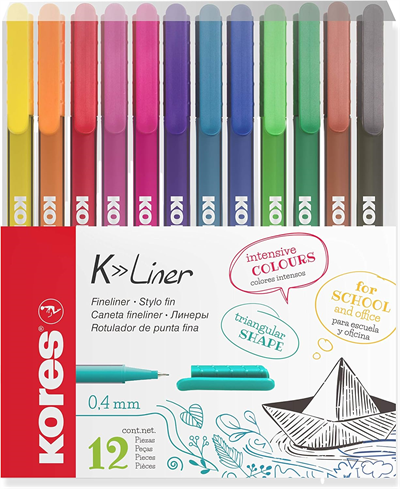 Kores Fiber Uçlu Kalem K-Lıner  12Li Set 28112