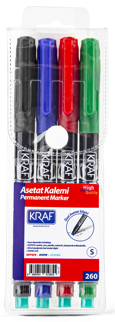 Kraf Asetat Kalemi Silgili (S) 270 4lü Set