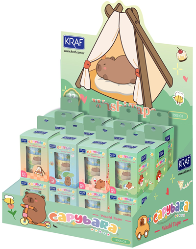 Kraf Washi Tape Capybara Serisi - 3lü Dekoratif Bant Seti
