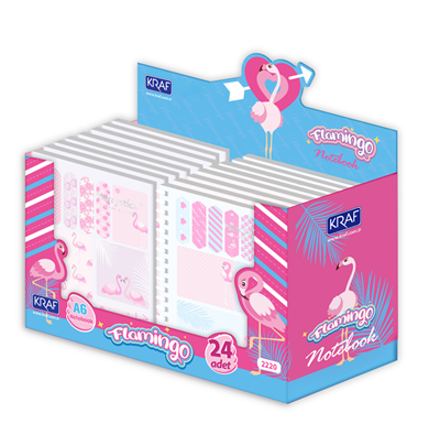 Kraf Bloknot + Index (PP) + Yapışkanlı Not Kağıdı Set Flamingo