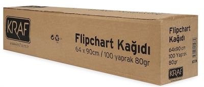 Kraf 702G Flipchart Kağıdı Rulosu ($64\times90\text{ cm}$ - 100 Yaprak / Akıllı Perforeli Üstten Koparmalı Mobil Yazı Tahtası Bloğu)