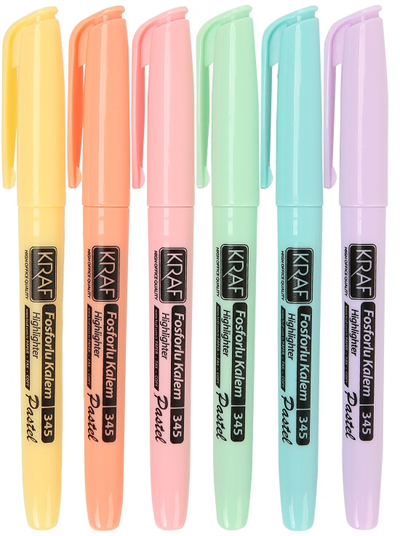 Kraf Fosforlu Kalem Pastel Kalem Tipi 345 6lı