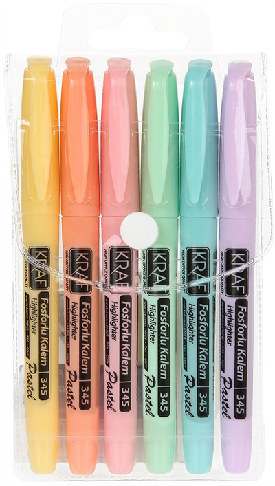Kraf Fosforlu Kalem Pastel Kalem Tipi 345 6lı