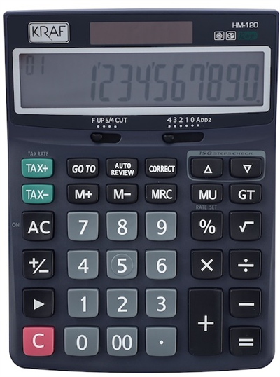 Kraf HM-120 Masaüstü Hesap Makinesi - 12 Hane (TAX Fonksiyonlu)