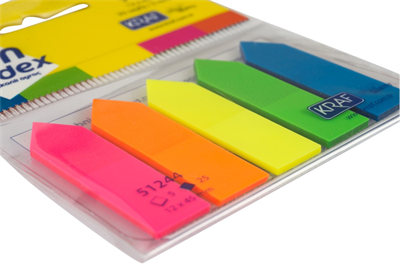 Kraf Index Film (PP) 12x44mm Ok Şekilli (5 Renk x 25 Yaprak)
