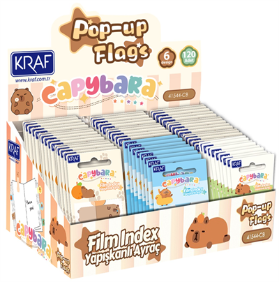 Kraf Index Film (PP) 15x44 mm - Desenli Capybara Pop-Up (4lü x 20 Yaprak)