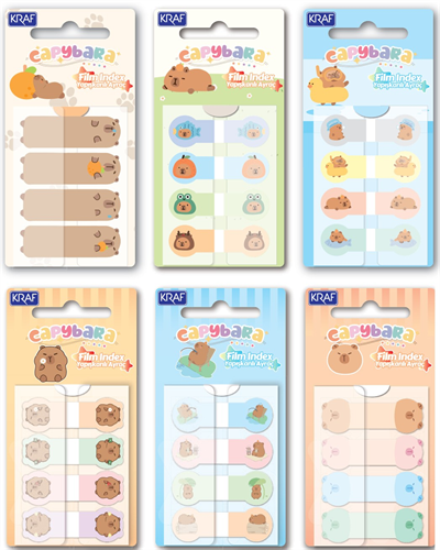 Kraf Index Film (PP) 15x44 mm - Desenli Capybara Pop-Up (4lü x 20 Yaprak)