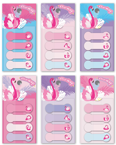 Kraf Index Film (PP) 15x44 mm - Desenli Flamingo Pop-Up (4lü x 20 Yaprak)