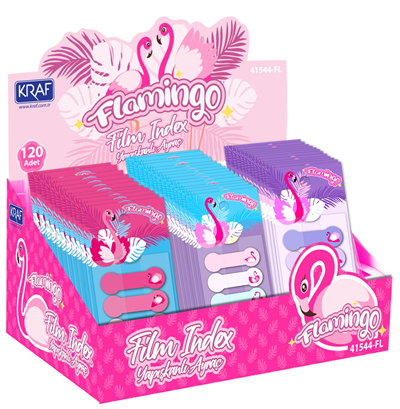 Kraf Index Film (PP) 15x44 mm - Desenli Flamingo Pop-Up (4lü x 20 Yaprak)