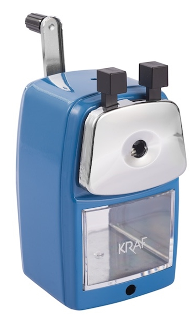 Kraf 680G Kollu Masaüstü Kalemtıraş (Otomatik Kalem Beslemeli - Gri Metal Gövde ve Masa Sabitleme Aparatlı)