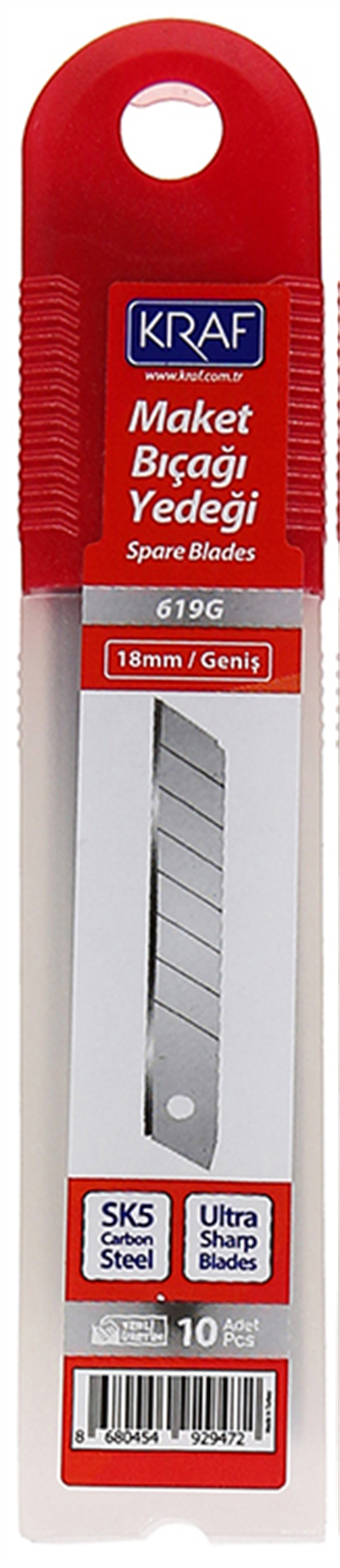 KRAF MAKET BIÇAĞI YEDEĞİ GENİŞ ULTRA KARBON ÇELİK SK5 100 LÜ 619G