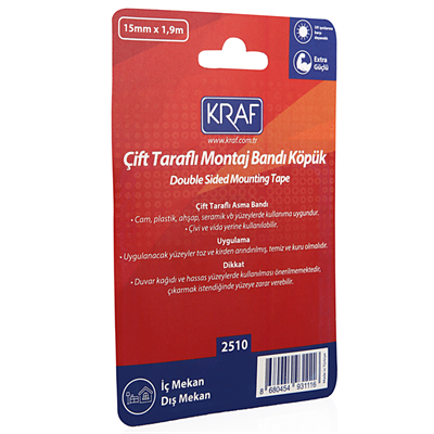 KRAF MONTAJ BANDI 2510G ÇİFT TARAFLI KÖPÜK  15mm x 1,9m