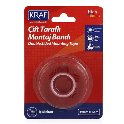 KRAF MONTAJ BANDI 2530G ÇİFT TARAFLI İÇ MEKAN 19mm x 1,5m