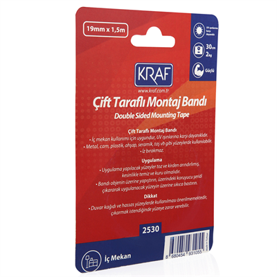 KRAF MONTAJ BANDI 2530G ÇİFT TARAFLI İÇ MEKAN 19mm x 1,5m
