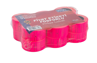 Kraf Motex Fiyat Etiketi 12x21 mm - Fosforlu Pembe