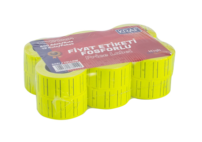 Kraf Motex Fiyat Etiketi 12x21 mm - Fosforlu Sarı