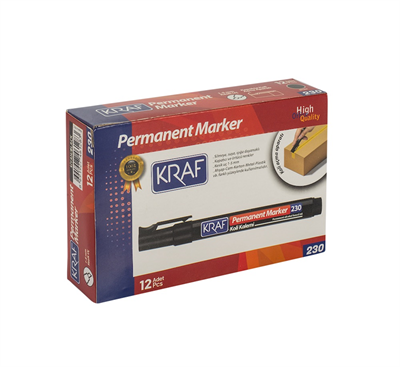 Kraf 230 Permanent Markör Kesik Uç - Siyah