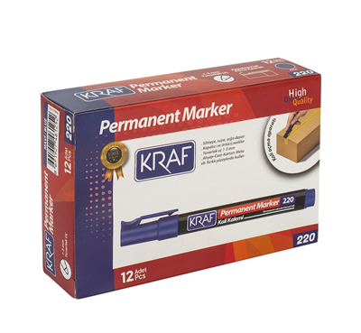 Kraf 220 Permanent Markör Yuvarlak Uç - Mavi