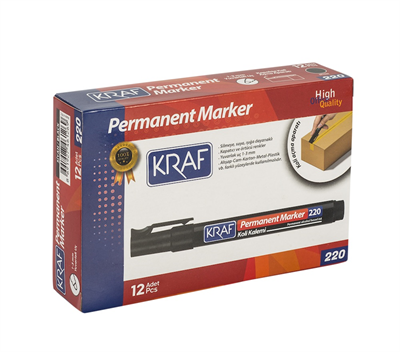 Kraf 220 Permanent Markör Yuvarlak Uç - Siyah