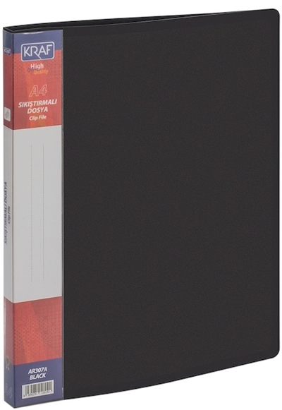 Kraf AB307A Sıkıştırmalı Evrak Dosyası (A4 - Siyah)