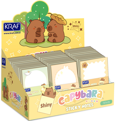 Kraf Capybara Serisi Simli & Parıltılı Yapışkanlı Not Kağıdı - 50 Yaprak