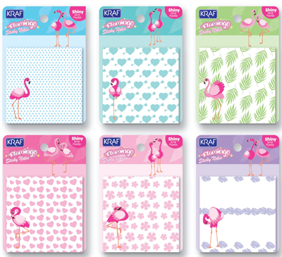 Kraf Flamingo Serisi Yapışkanlı Not Kağıdı - 73x73 mm Simli ve Parıltılı (50 Yaprak)