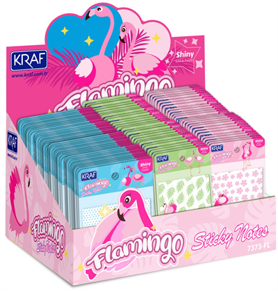 Kraf Flamingo Serisi Yapışkanlı Not Kağıdı - 73x73 mm Simli ve Parıltılı (50 Yaprak)