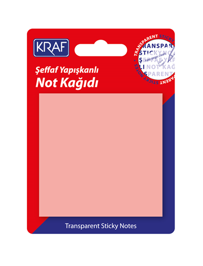 Kraf Yapışkanlı Not Kağıdı 76 × 76 50 YP Şeffaf Pembe
