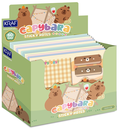 Kraf Capybara Serisi Yapışkanlı Not Kağıdı Seti - 4 x 20 Yaprak