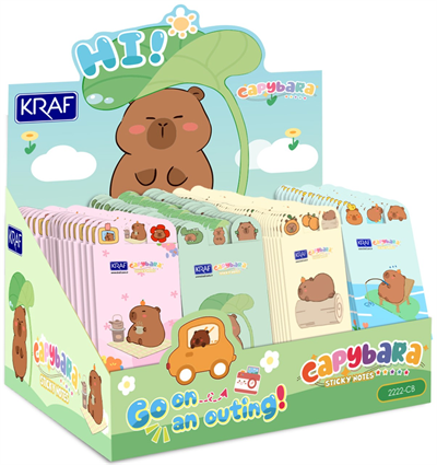 Kraf Capybara Serisi Yapışkanlı Not Kağıdı Seti - 8 x 20 Yaprak