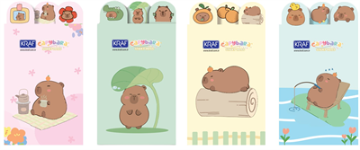 Kraf Capybara Serisi Yapışkanlı Not Kağıdı Seti - 8 x 20 Yaprak
